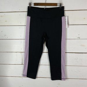 New Ideology Cropped Leggings Activewear Pants Noir Frost Lavender Women's XL